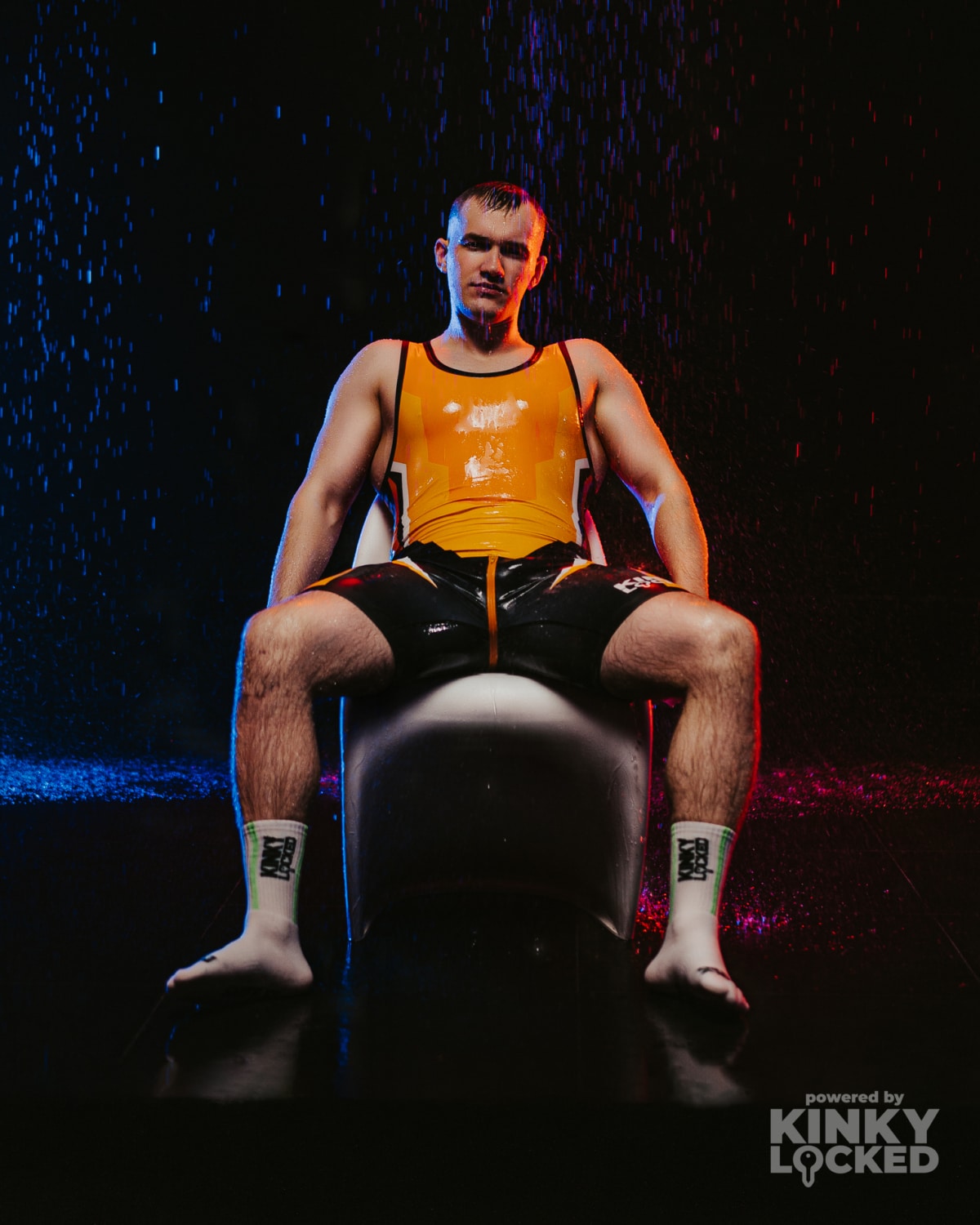 Side view of the Burning Orange Wrestling Singlet