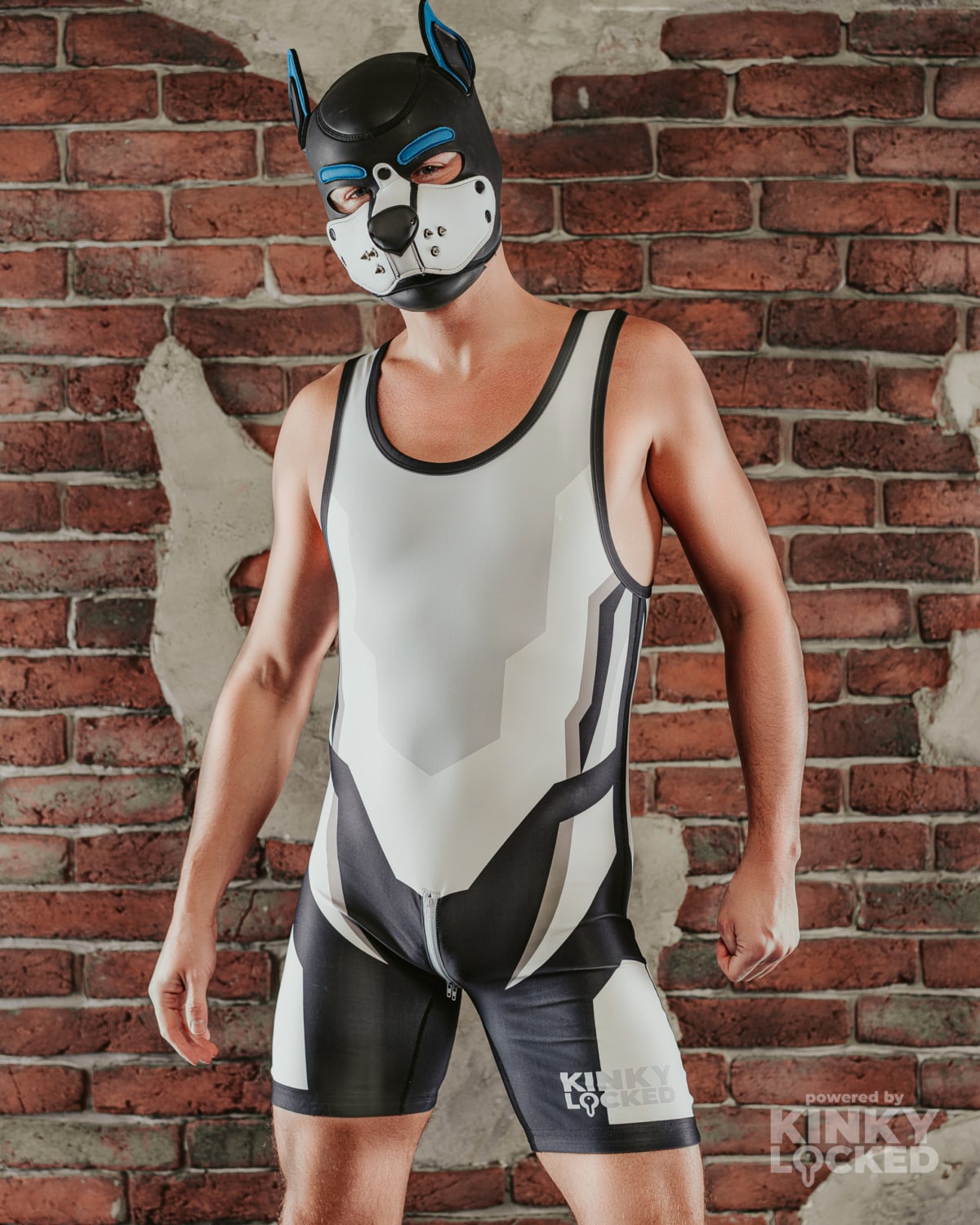 Close front view of the Pure White Wrestling Singlet