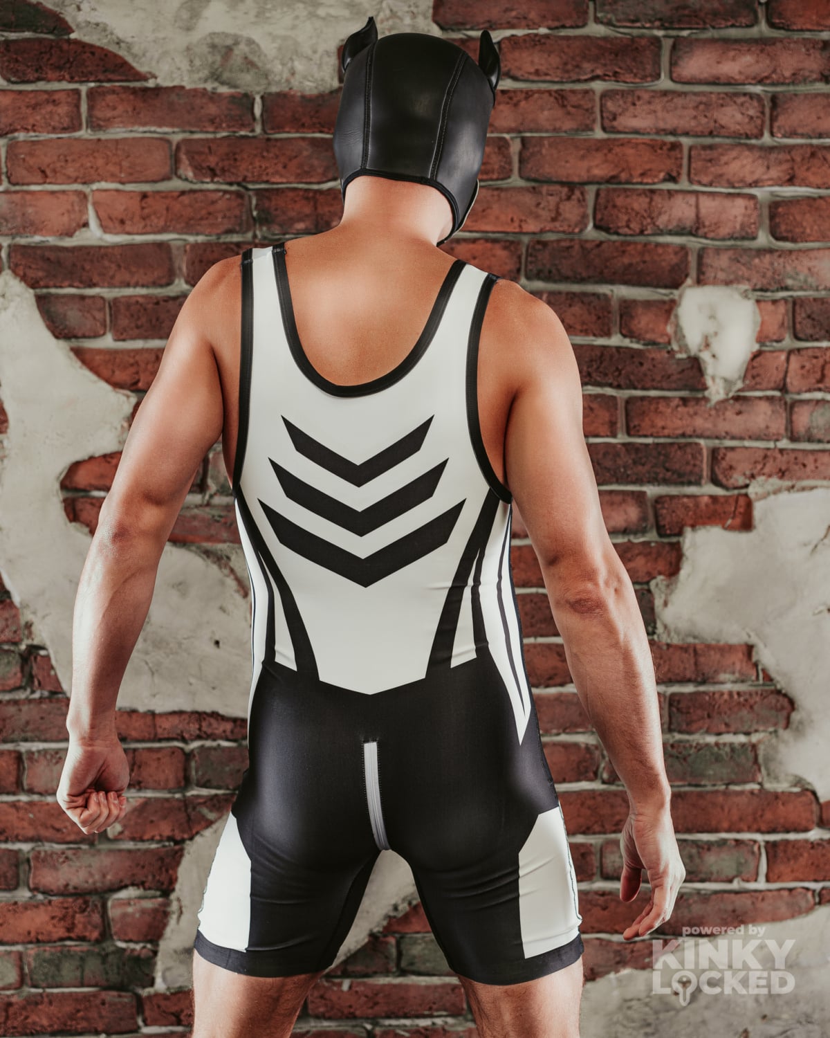 Rear view of Pure White Wrestling Singlet showing the zipper construction