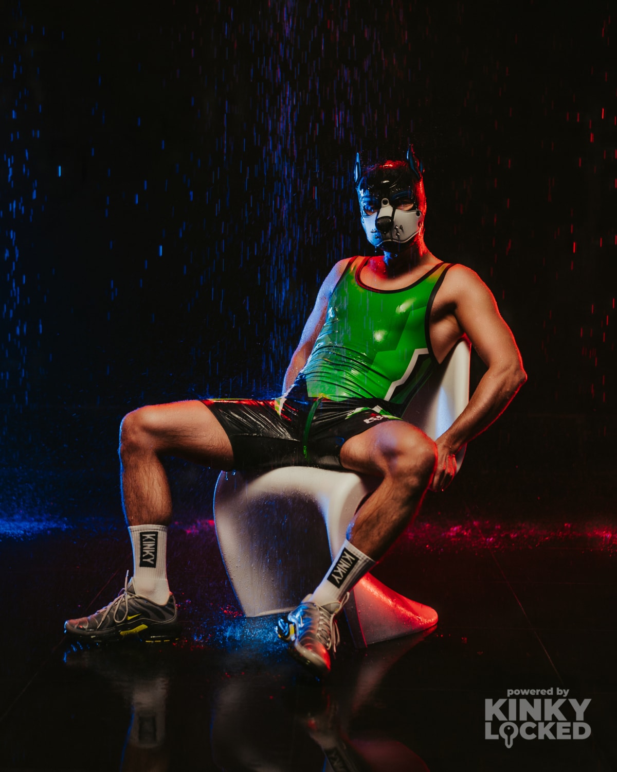Side view of the Toxic Green Wrestling Singlet
