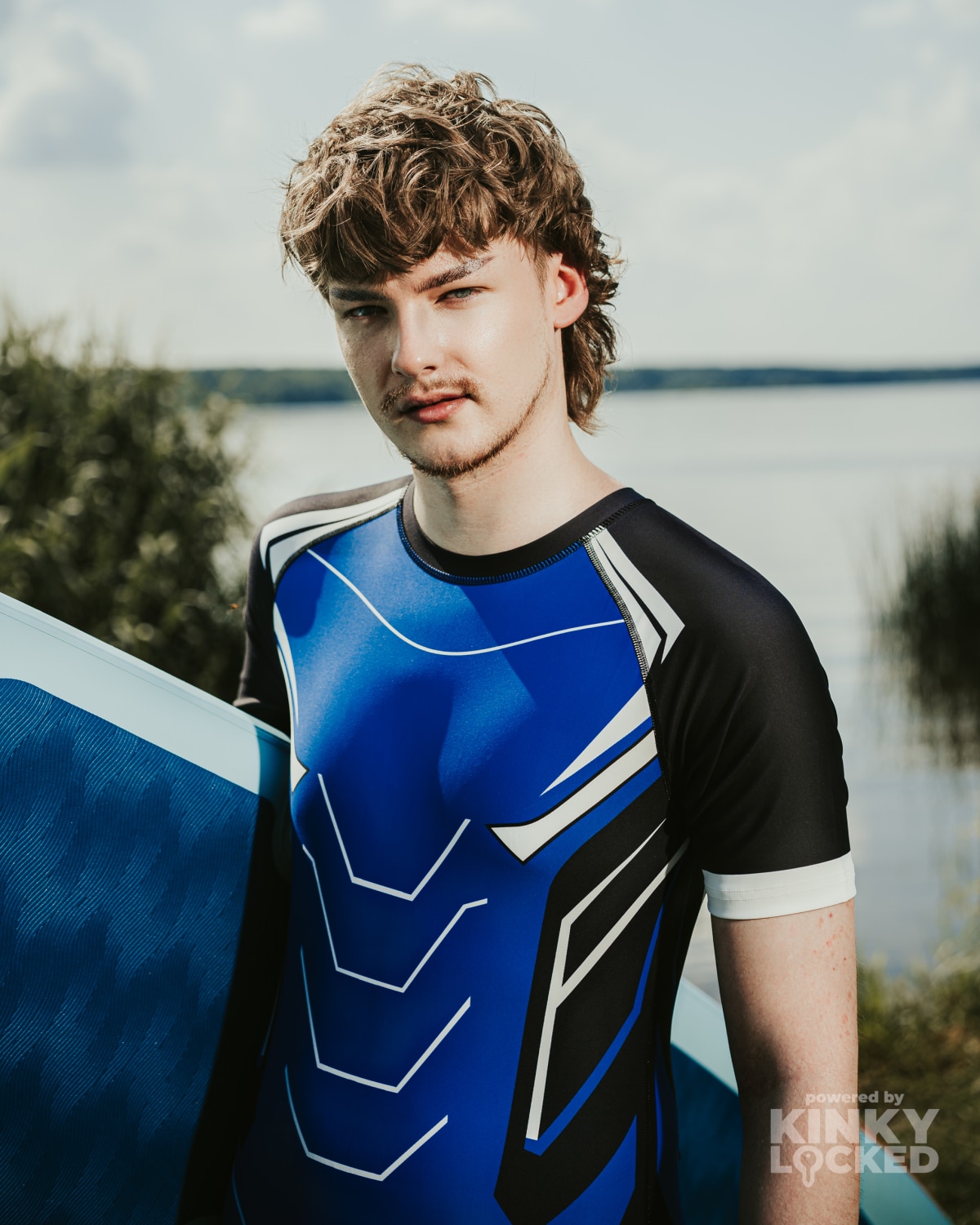Close athletic view of the Midnight Blue Surfsuit design