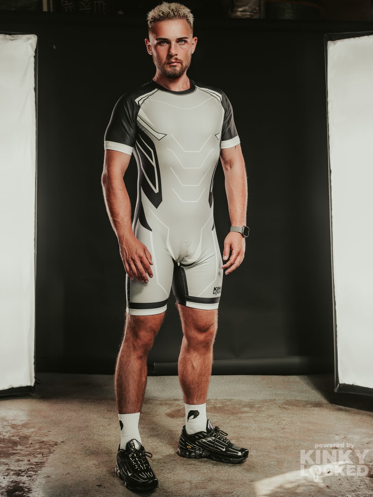 SURFSUIT SPANDEX KINKY LOCKED - COLD GRAY ZIPPER 9 KINKYLOCKED SURFSUIT 10 z 26 KINKY LOCKED - FETISH GEAR FOR EVERYONE