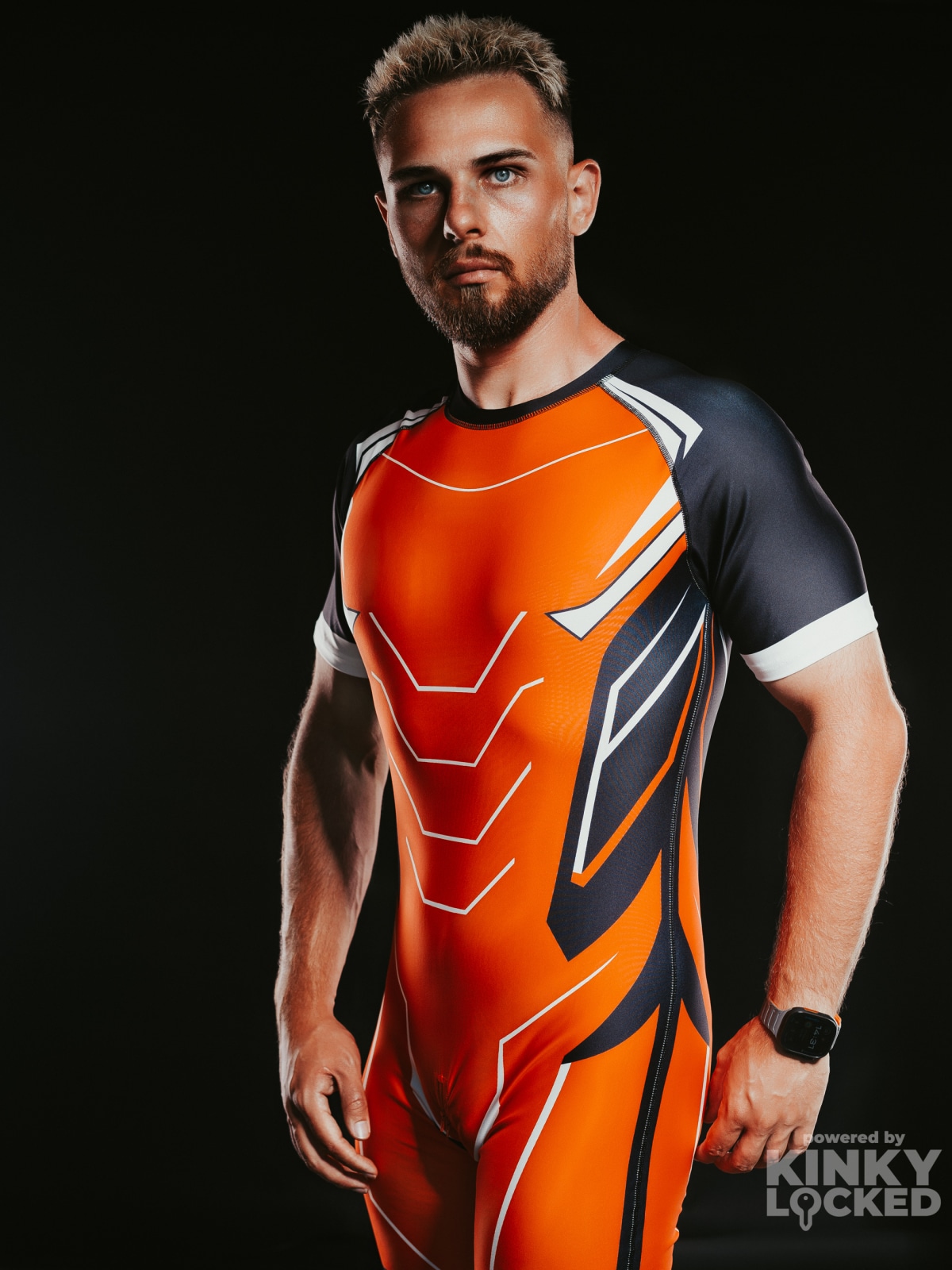 SURFSUIT SPANDEX KINKY LOCKED - NEON ORANGE ZIPPER 10 KINKYLOCKED SURFSUIT 23 z 26 KINKY LOCKED - FETISH GEAR FOR EVERYONE