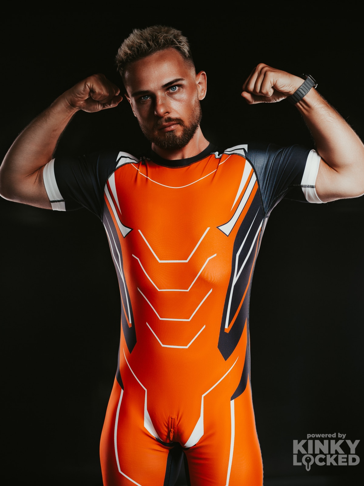 SURFSUIT SPANDEX KINKY LOCKED - NEON ORANGE ZIPPER 12 KINKYLOCKED SURFSUIT 26 z 26 KINKY LOCKED - FETISH GEAR FOR EVERYONE