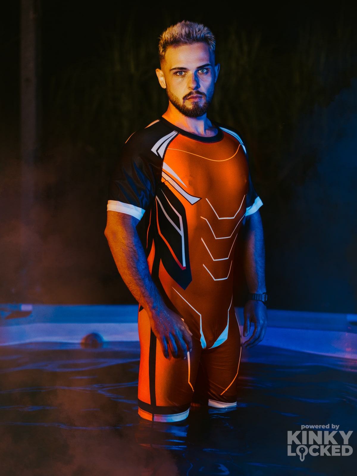 SURFSUIT SPANDEX KINKY LOCKED - NEON ORANGE ZIPPER 5 KINKYLOCKED SURFSUIT 5 z 11 KINKY LOCKED - FETISH GEAR FOR EVERYONE