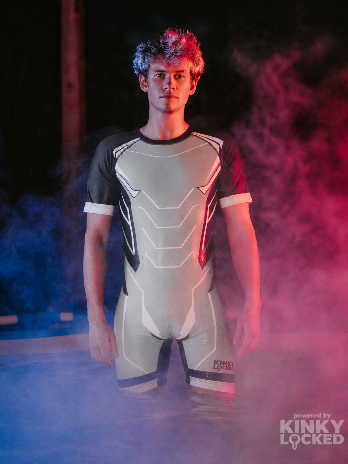 SURFSUIT SPANDEX KINKY LOCKED - COLD GRAY ZIPPER 1 KINKYLOCKED SURFSUIT 6 z 9 KINKY LOCKED - FETISH GEAR FOR EVERYONE