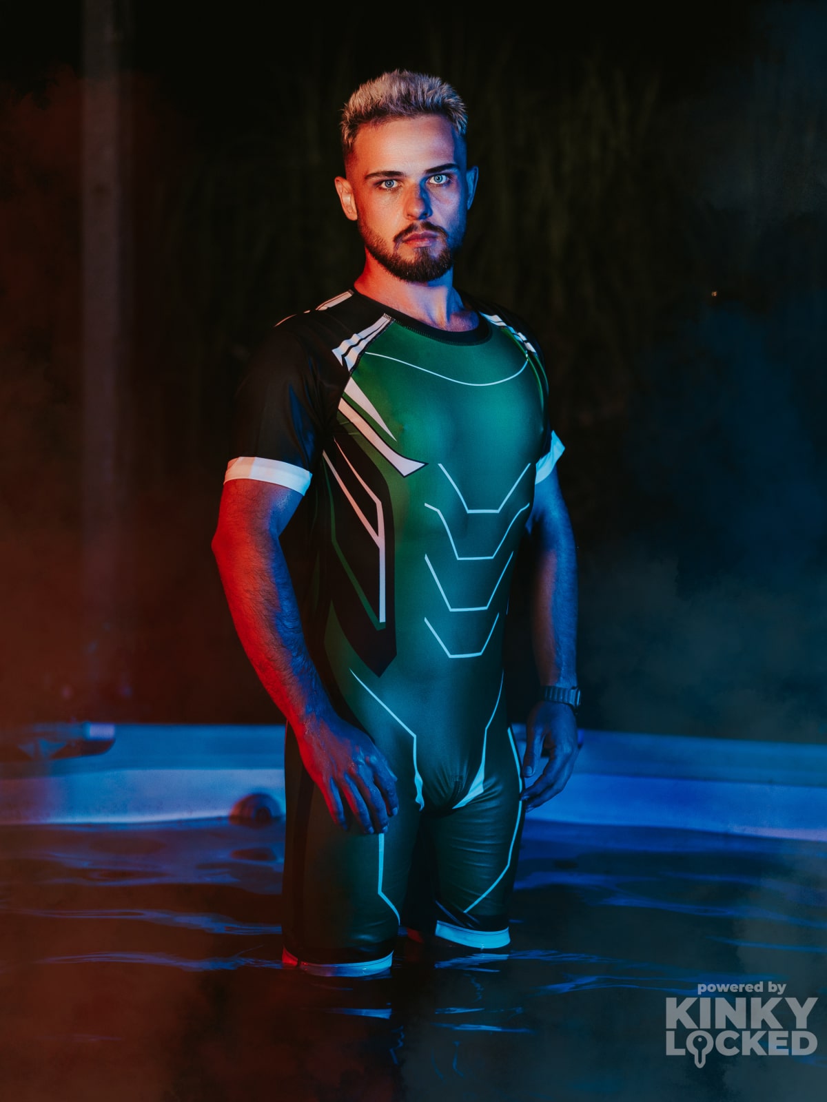 SURFSUIT SPANDEX KINKY LOCKED - TOXIC GREEN ZIPPER 6 KINKYLOCKED SURFSUIT 7 z 11 KINKY LOCKED - FETISH GEAR FOR EVERYONE