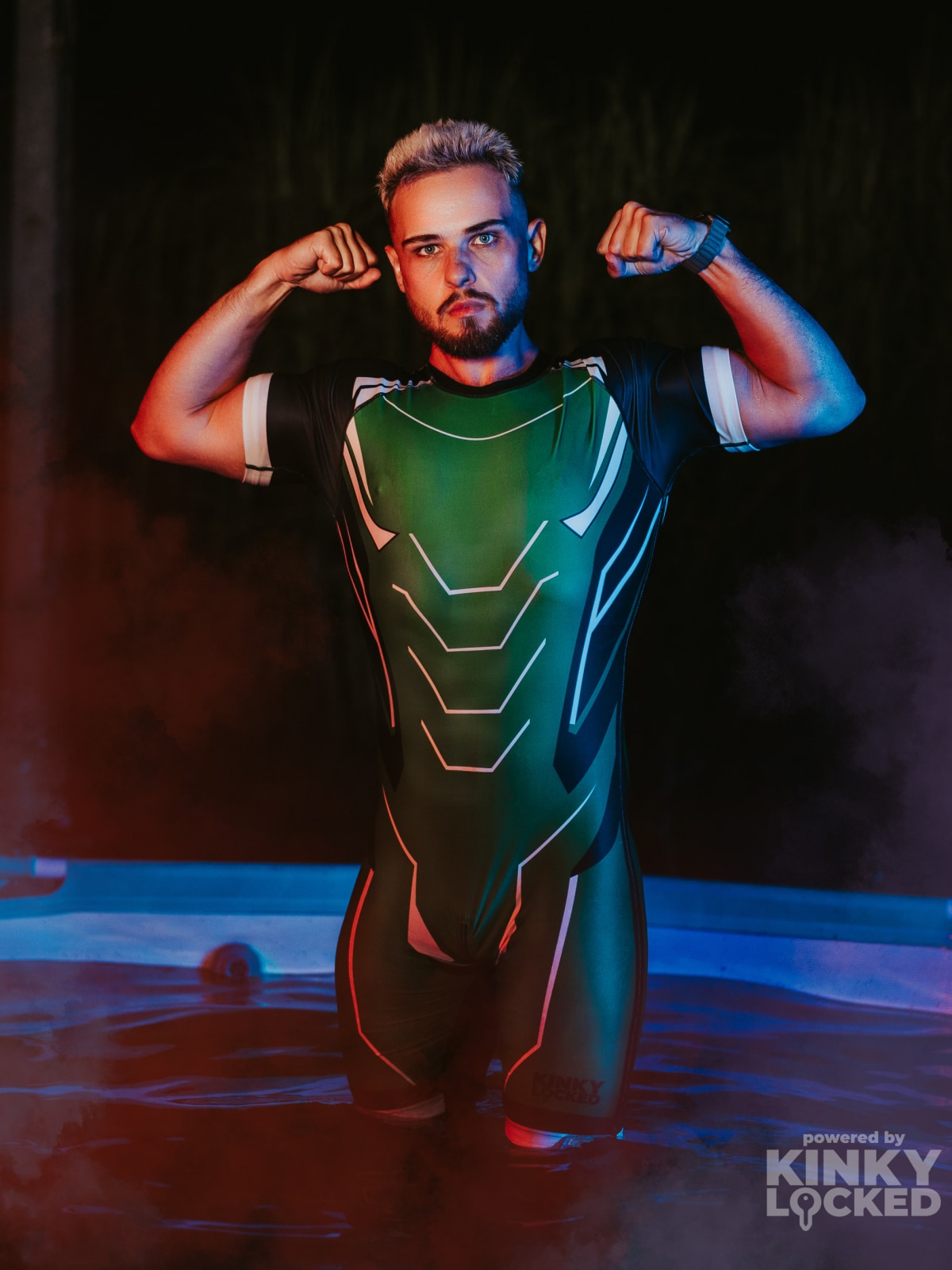 SURFSUIT SPANDEX KINKY LOCKED - TOXIC GREEN ZIPPER 3 KINKYLOCKED SURFSUIT 9 z 11 KINKY LOCKED - FETISH GEAR FOR EVERYONE