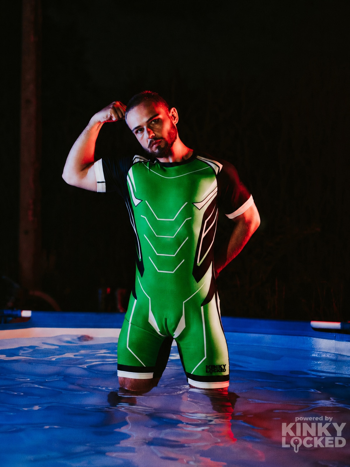 SURFSUIT SPANDEX KINKY LOCKED - TOXIC GREEN ZIPPER 10 KINKYLOCKED SURFSUIT 9 z 9 KINKY LOCKED - FETISH GEAR FOR EVERYONE